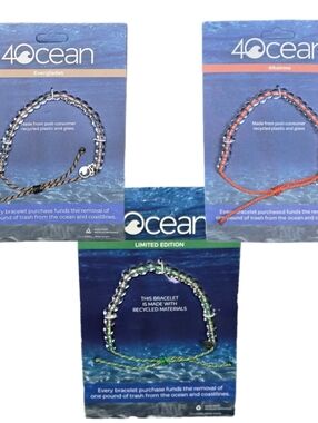 4Ocean Beaded Bracelets Set Of 3 NWT Albatross, Everglades, & Limited Edition